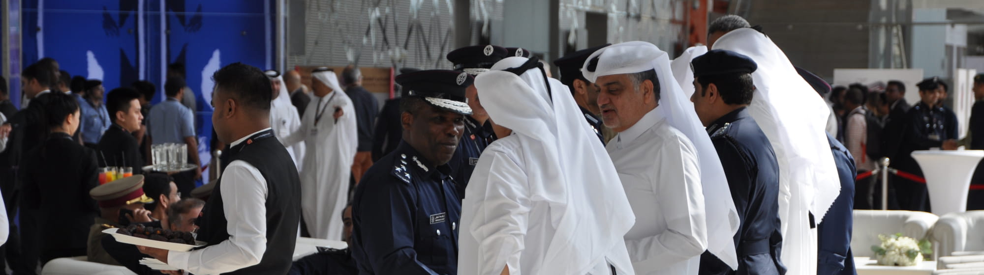 Visitors and official delegations attending Milipol Qatar, the interantional event for homeland security and civil defence in the Middle East