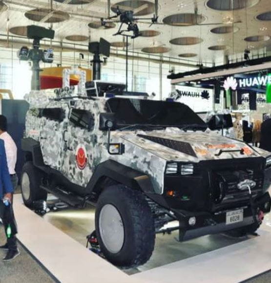 Vehicle displayed on an exhibitor stand at Milipol Qatar
