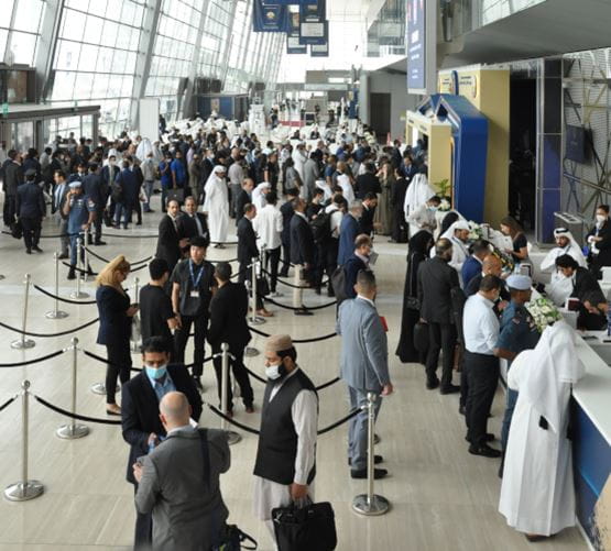 Visitors waiting to enter in the exhibition