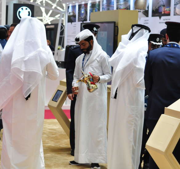 Coffee service on a stand at Milipol Qatar