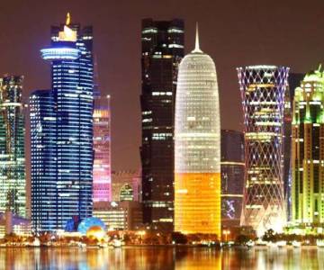 View of the Doha's skyline by night